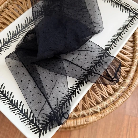 Black Mesh Sheer Polka Dot High Calf Socks - Picture 5 of 5